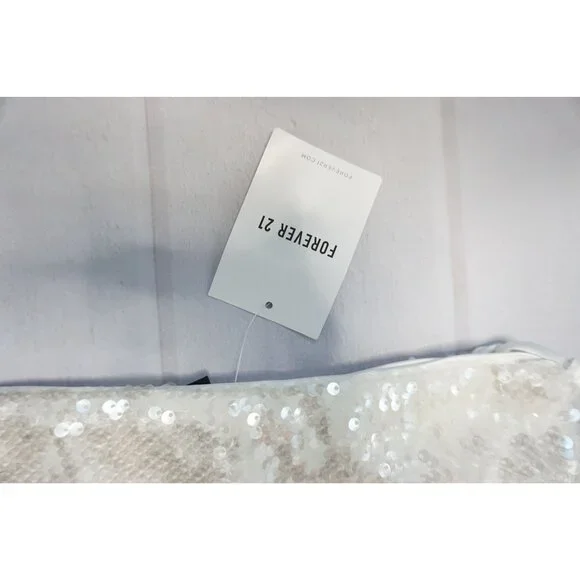 Forever 21 Womens White Sequin Mini Skirt – Size M NWT - Picture 6 of 11